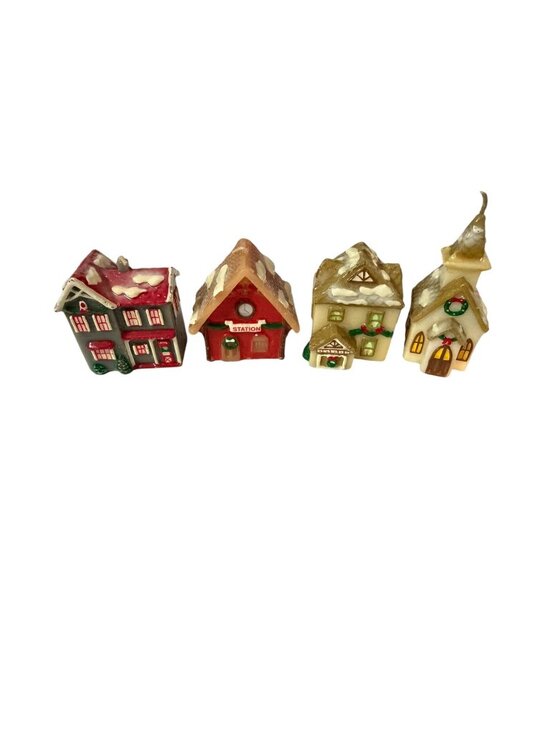Russ Berrie Other - Vintage 1980s Russ Berrie Christmas Village House Candles Set of 4 Style 2294 Ma
